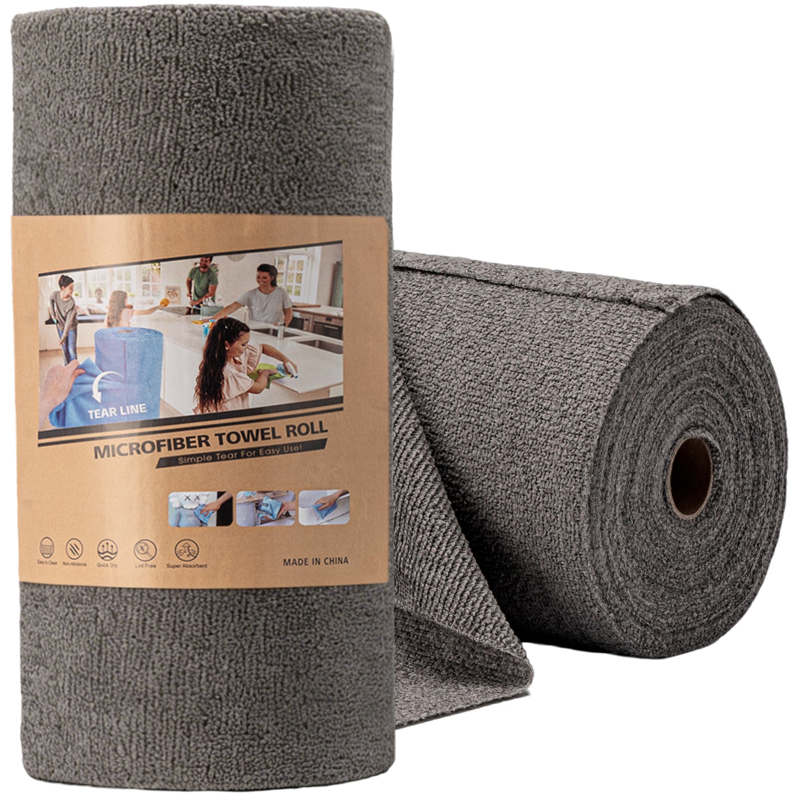 Reusable Microfiber Cloth, 75-Pack,Tear Away Microfiber Towels,(12" x 12") Washable,Perfect for Kitchen, Bathroom and Dish Cleaning (Gray)