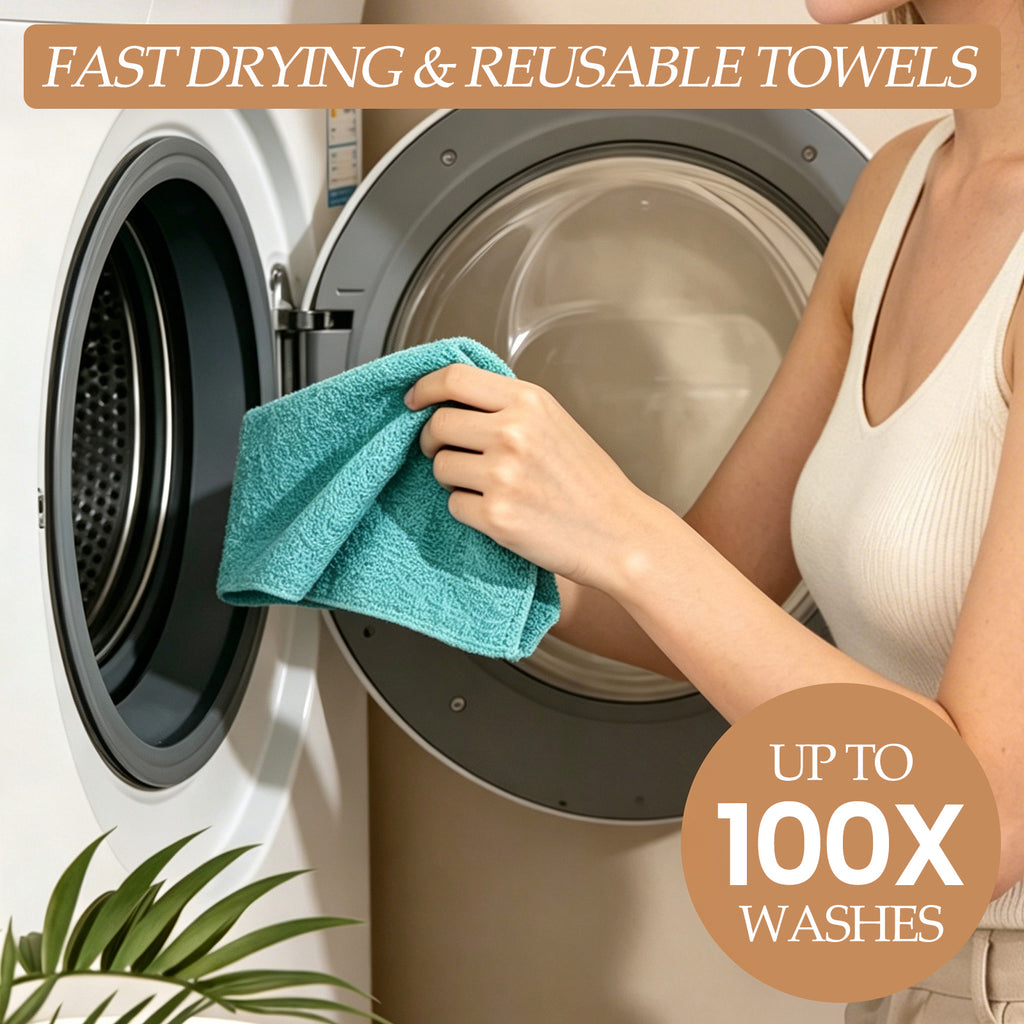 Reusable Microfiber Cloth, 75-Pack,Tear Away Microfiber Towels,(12" x 12") Washable,Perfect for Kitchen, Bathroom and Dish Cleaning (Blue)