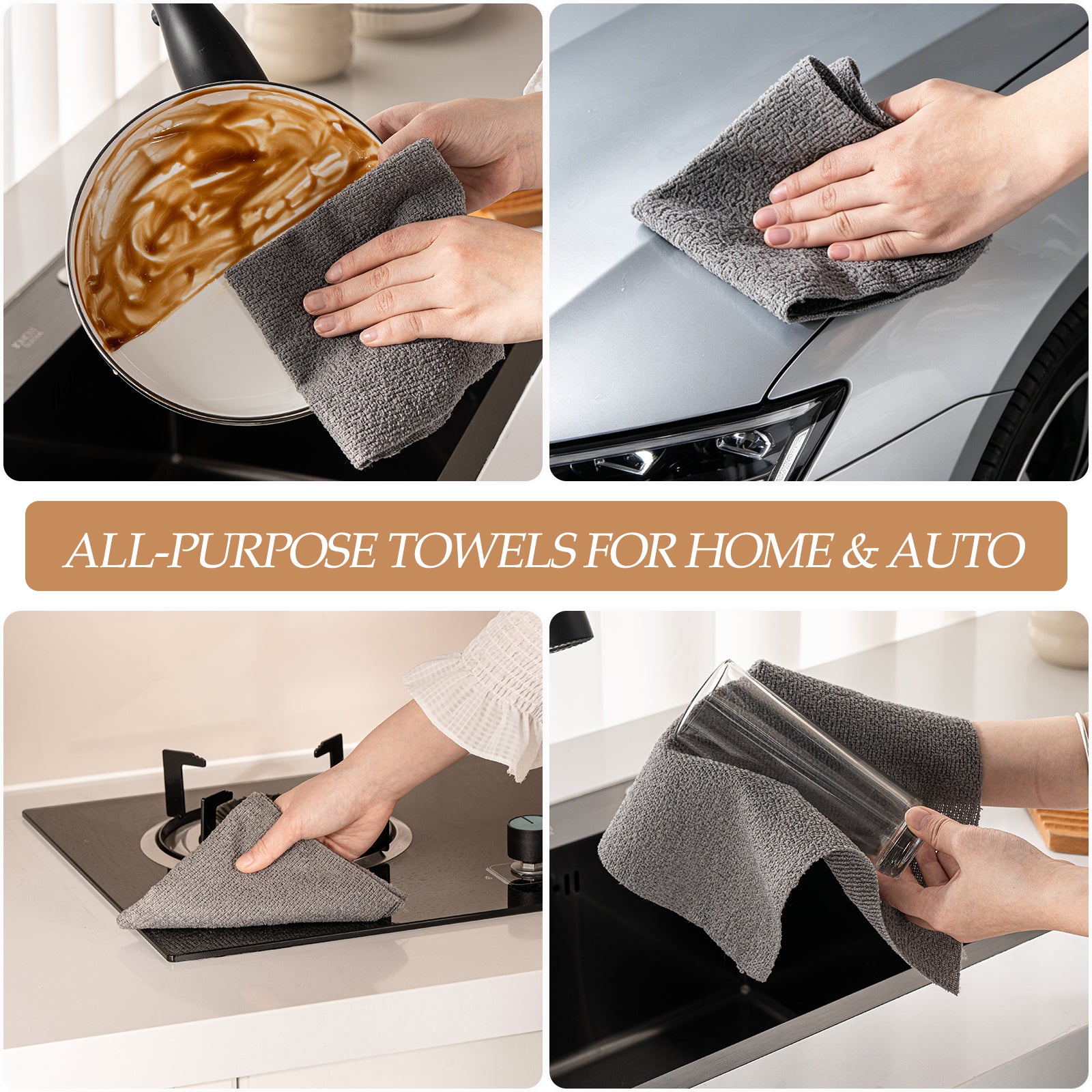 Reusable Microfiber Cloth, 75-Pack,Tear Away Microfiber Towels,(12" x 12") Washable,Perfect for Kitchen, Bathroom and Dish Cleaning (Gray)