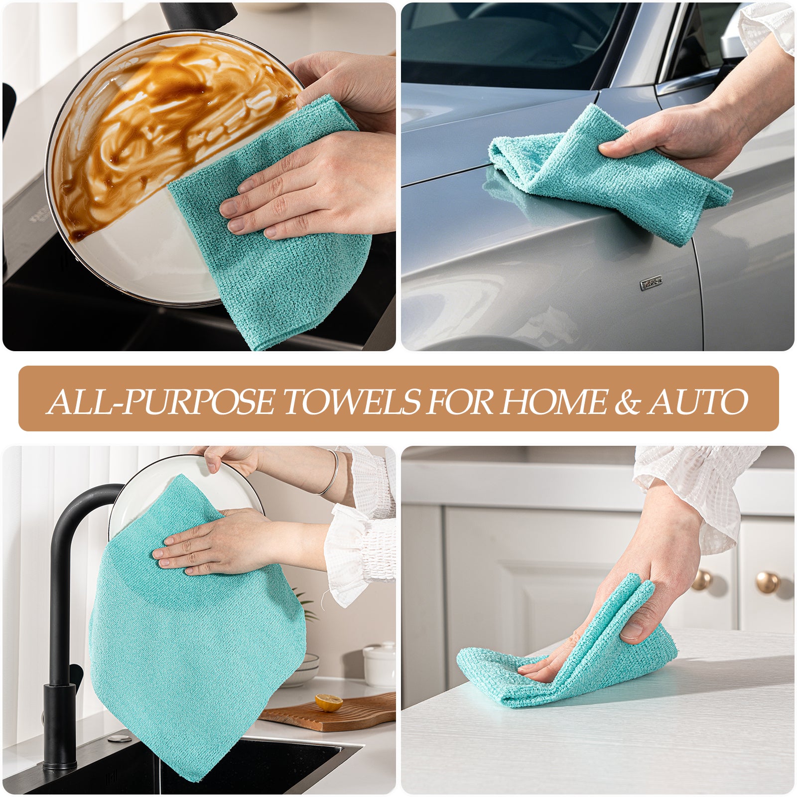 Reusable Microfiber Cloth, 75-Pack,Tear Away Microfiber Towels,(12" x 12") Washable,Perfect for Kitchen, Bathroom and Dish Cleaning (Blue)
