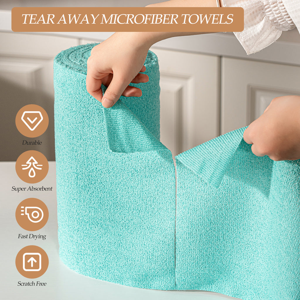 Reusable Microfiber Cloth, 75-Pack,Tear Away Microfiber Towels,(12" x 12") Washable,Perfect for Kitchen, Bathroom and Dish Cleaning (Blue)
