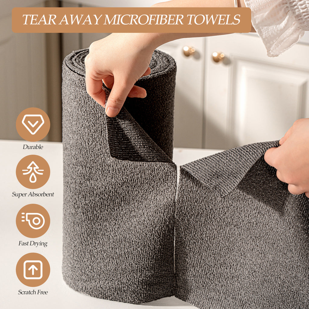 Reusable Microfiber Cloth, 75-Pack,Tear Away Microfiber Towels,(12" x 12") Washable,Perfect for Kitchen, Bathroom and Dish Cleaning (Gray)
