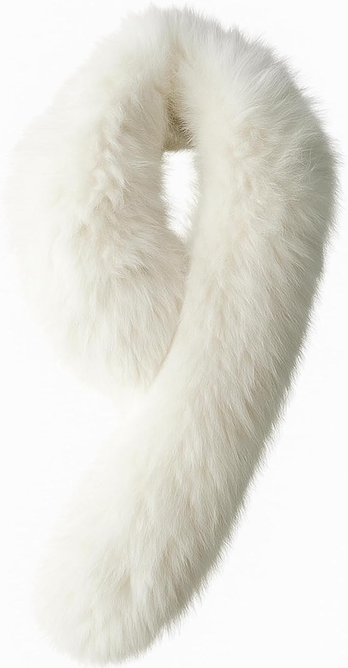 Faux Fur Collar Scarf Stole for Women's Ladies Neck Warmer Winter Fluffy Scarves Wrap Shawl