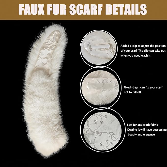 Faux Fur Collar Scarf Stole for Women's Ladies Neck Warmer Winter Fluffy Scarves Wrap Shawl