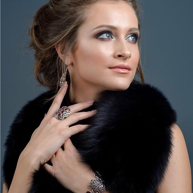 Faux Fur Collar Scarf Stole for Women's Ladies Neck Warmer Winter Fluffy Scarves Wrap Shawl