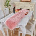 Table Runner with Tassels, Modern Pink Fluffy Faux Fur Decor Table Runners for Thanksgive Home Dinning Table ,Dresser Decoration (Pink, 11.8x59.1 inch)